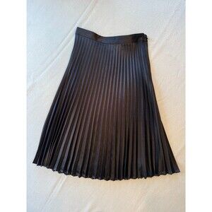 Gap Black Satin Pleated Zip Midi Skirt Petite 00P
